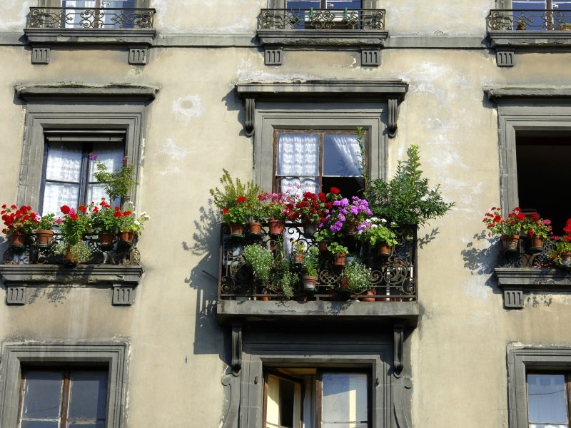 Sveitsi_Denova_House with flower decoration in the old town_800X600